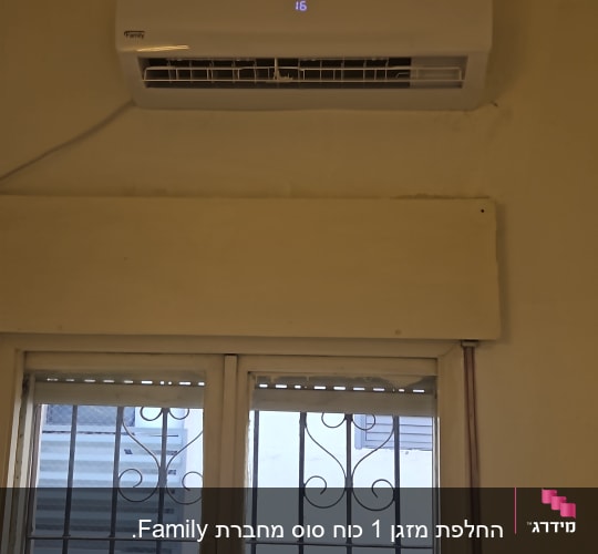 מזגן קיר עם תצוגת טמפרטורה דולקת